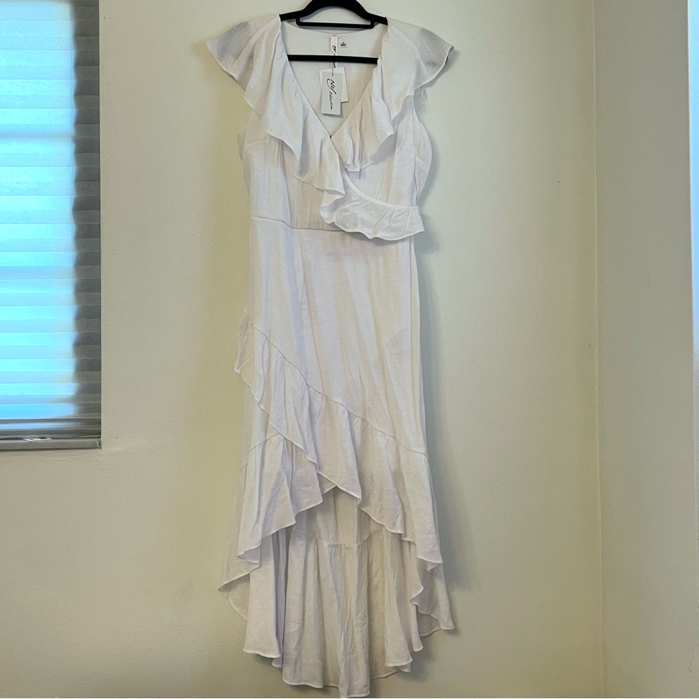 Elegant White Ruffled Dress